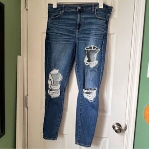American Eagle Outfitters Ripped Blue Skinny Jeans